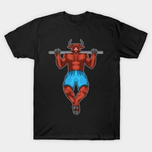 Bull Bodybuilder Pull ups Bodybuilding T-Shirt